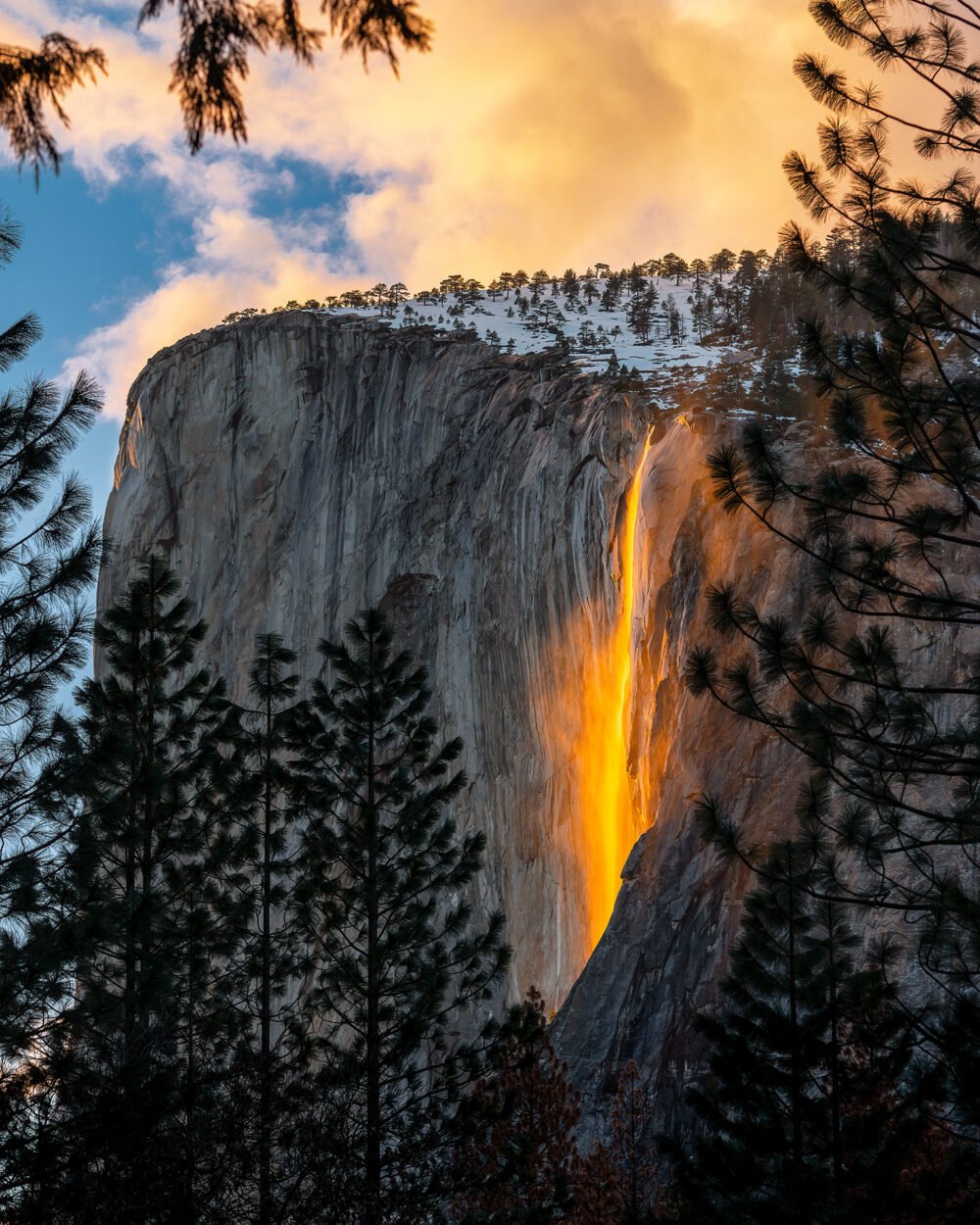 Yosemite National Park's Horsetail Fall lit up by sunset creating the dramatic and unforgettable Firefall. This one is truly special among waterfalls