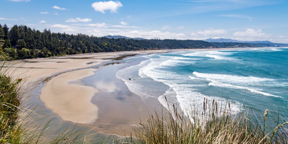 Overlooking the expansive and beautiful and idyllic sandy Otter Rock Beach located a few miles north of Newport on the Oregon Coast